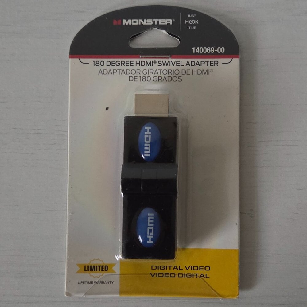 New in Packaging Monster Just Hook It Up Swivel HDMI Adapter 140069-00